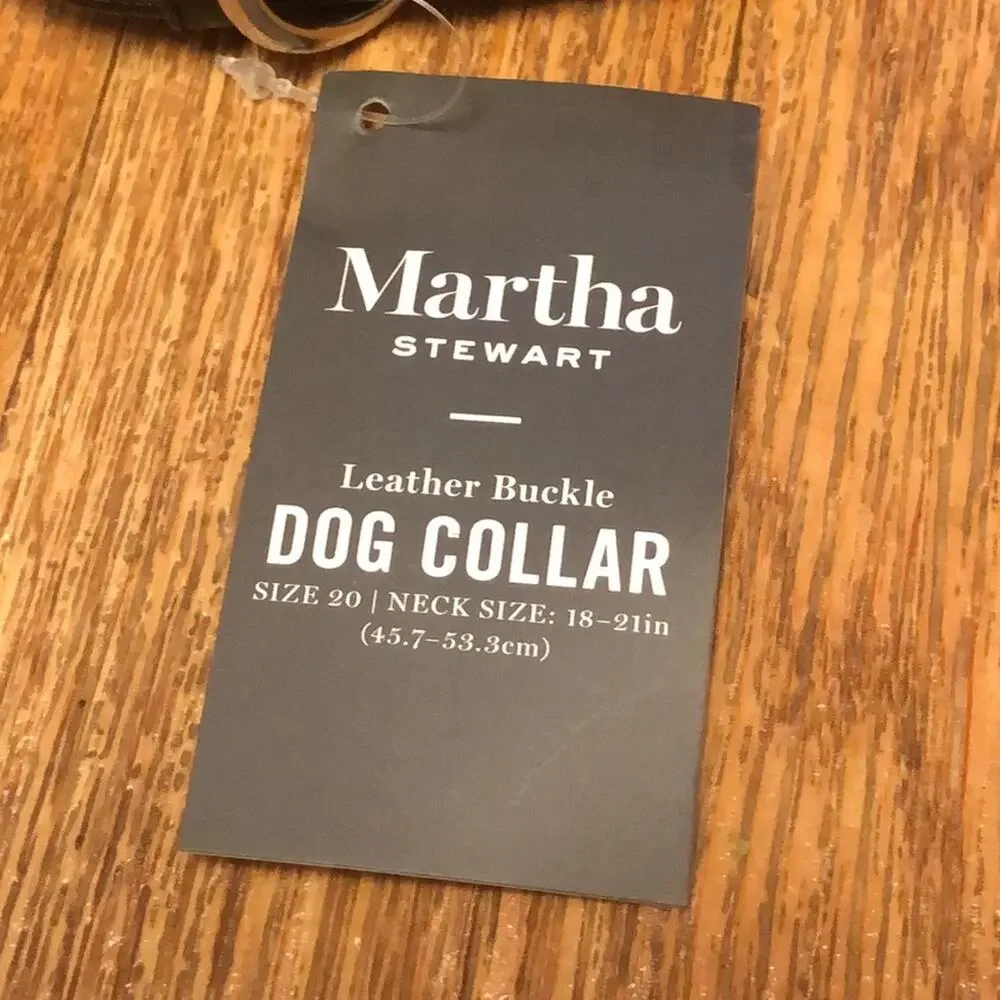 Martha Stewart Black and Silver Leather Buckle Dog Collar Size 20
